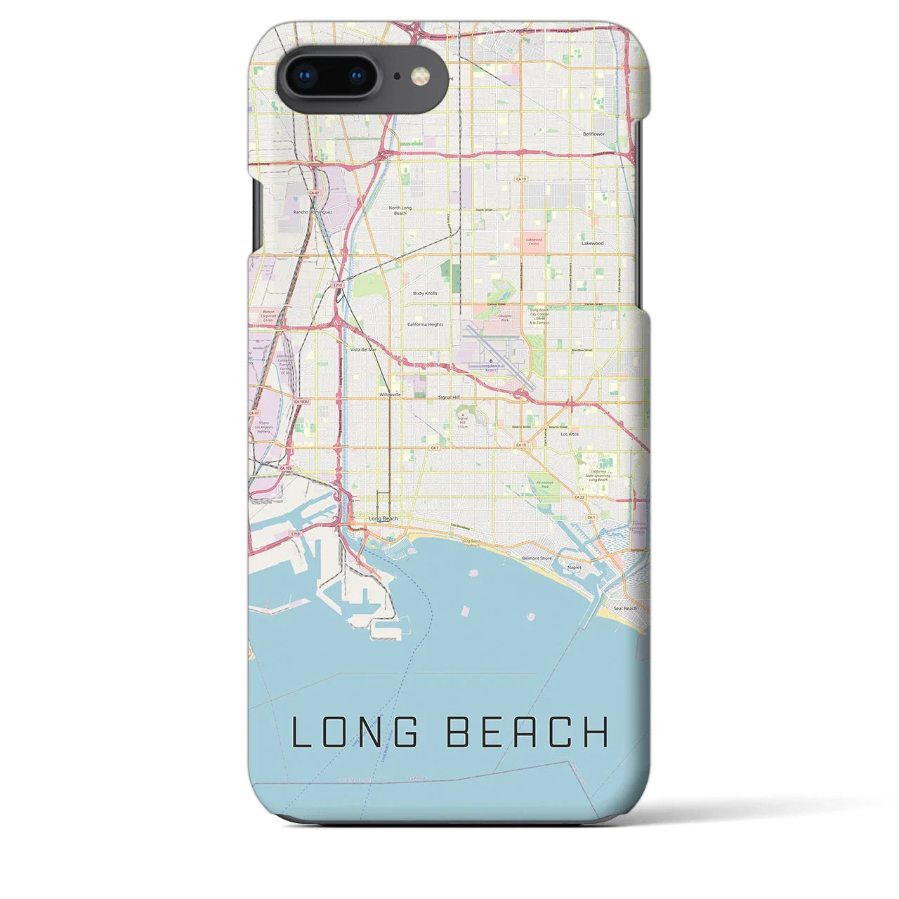 【ロングビーチ(アメリカ)】地図柄iPhoneケース(バックカバータイプ)