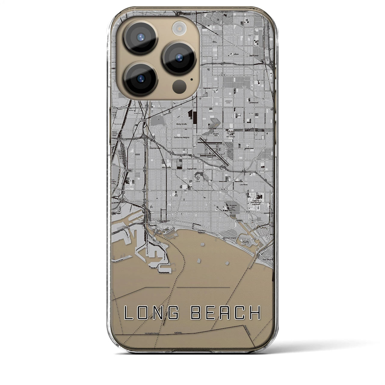 【ロングビーチ(アメリカ)】地図柄iPhoneケース(クリアタイプ)