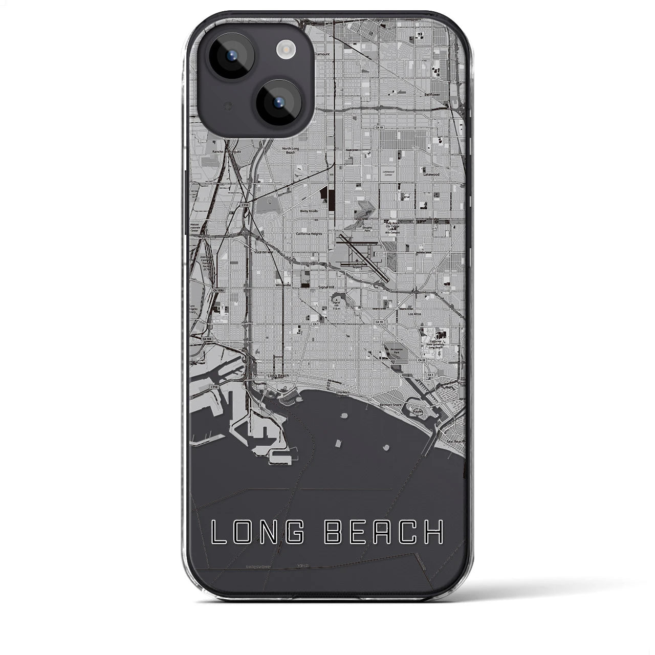 【ロングビーチ(アメリカ)】地図柄iPhoneケース(クリアタイプ)