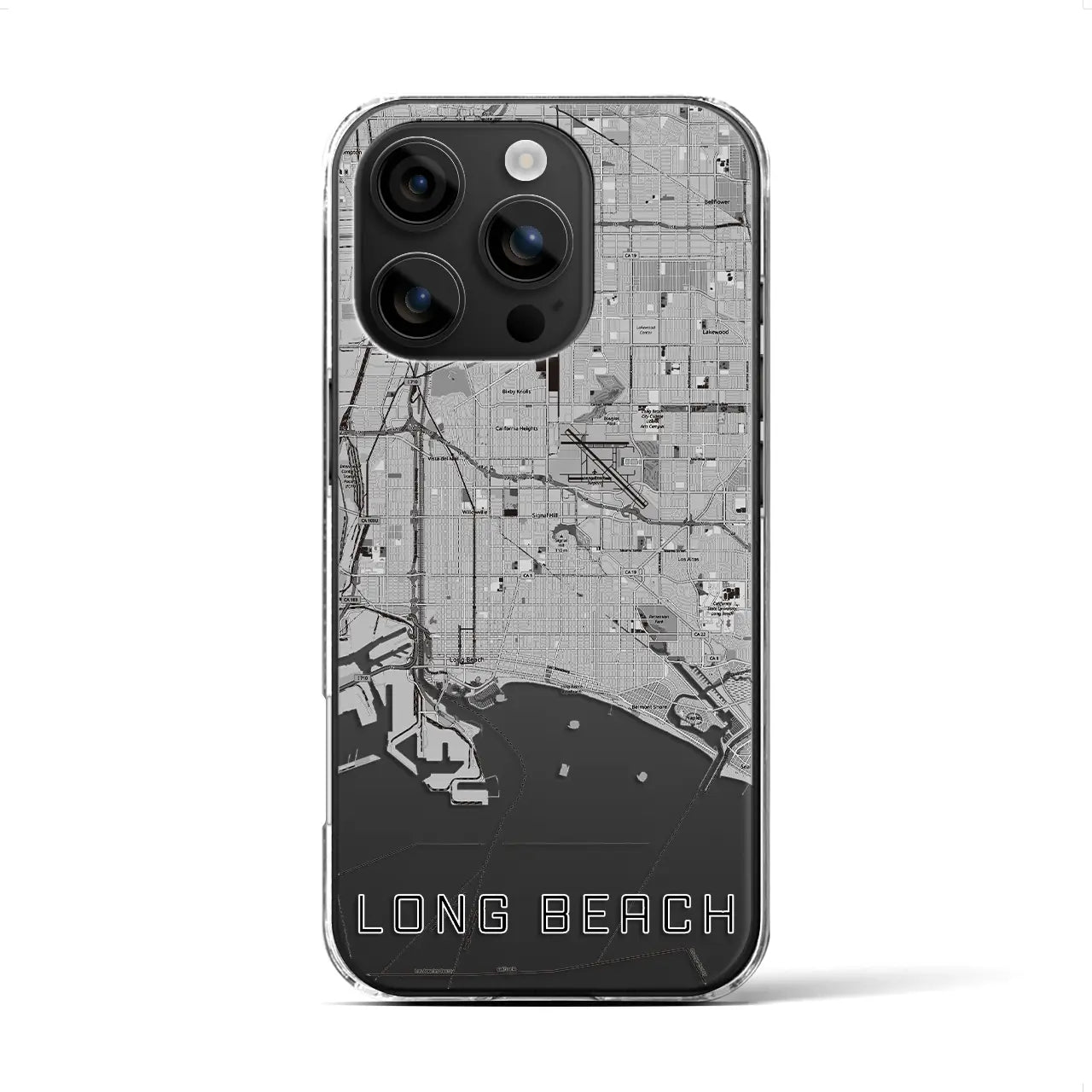 【ロングビーチ(アメリカ)】地図柄iPhoneケース(クリアタイプ)