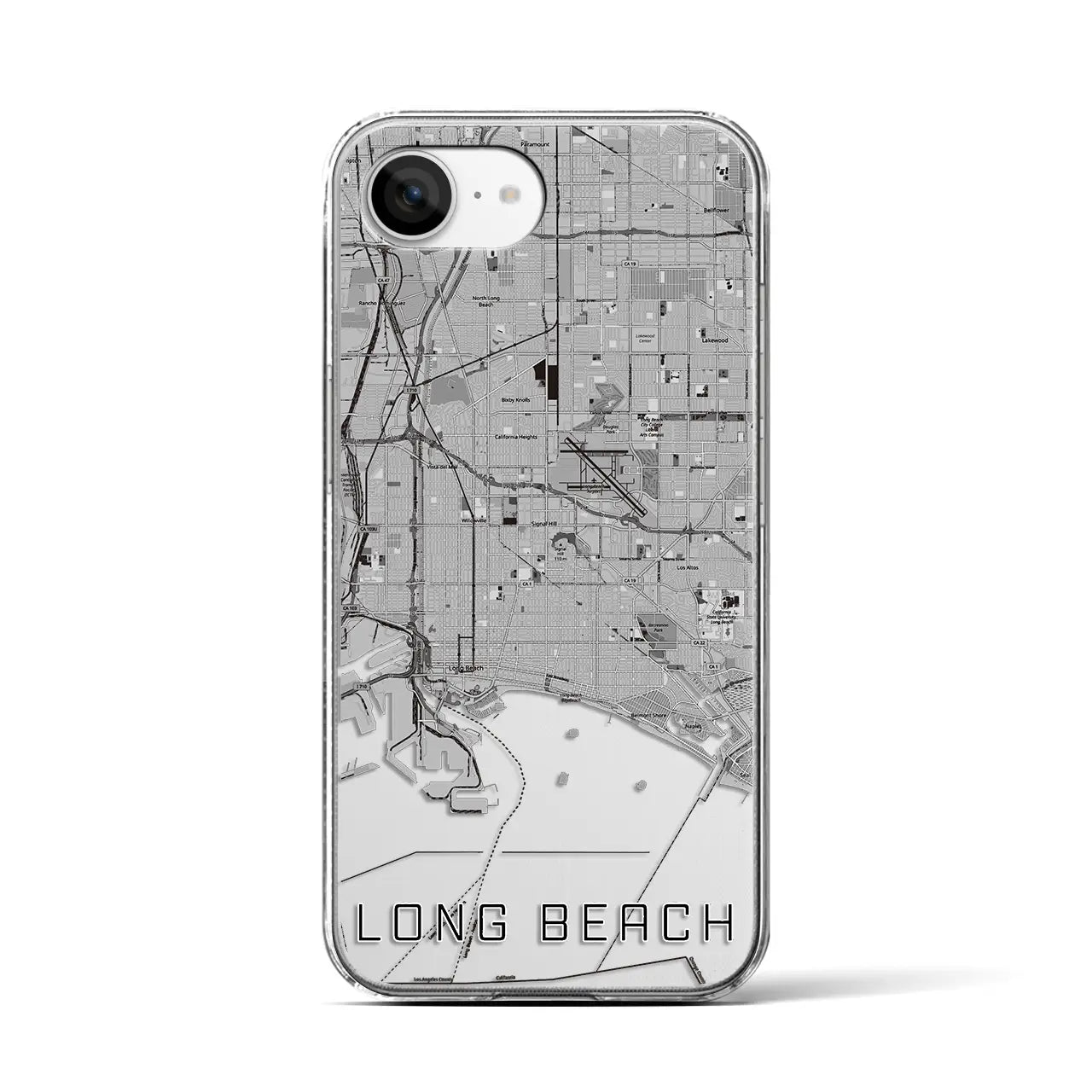 【ロングビーチ(アメリカ)】地図柄iPhoneケース(クリアタイプ)