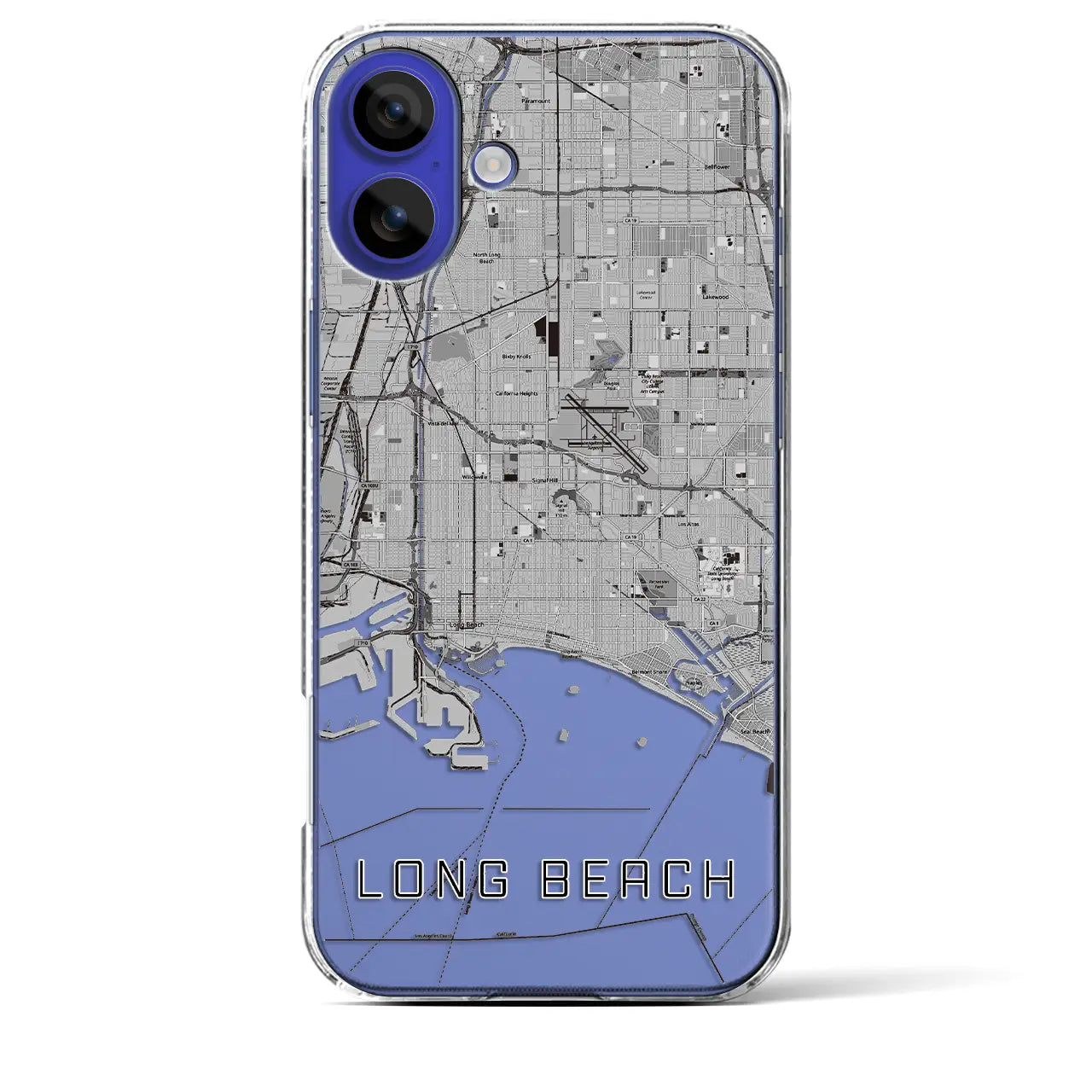【ロングビーチ(アメリカ)】地図柄iPhoneケース(クリアタイプ)