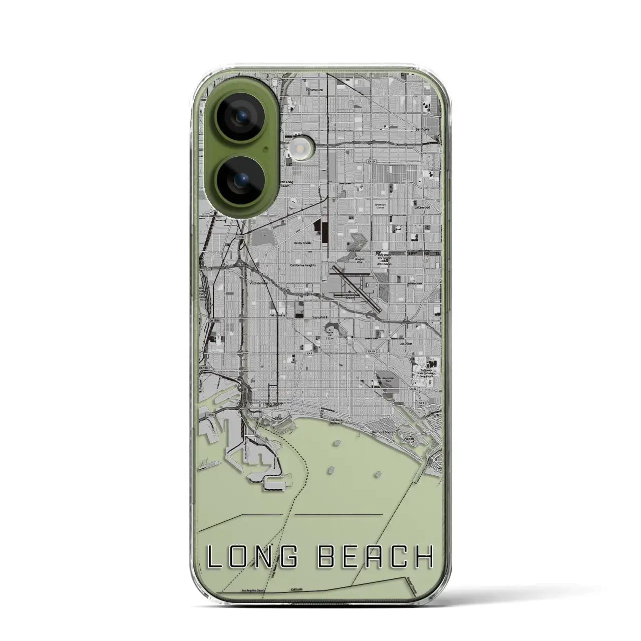 【ロングビーチ(アメリカ)】地図柄iPhoneケース(クリアタイプ)