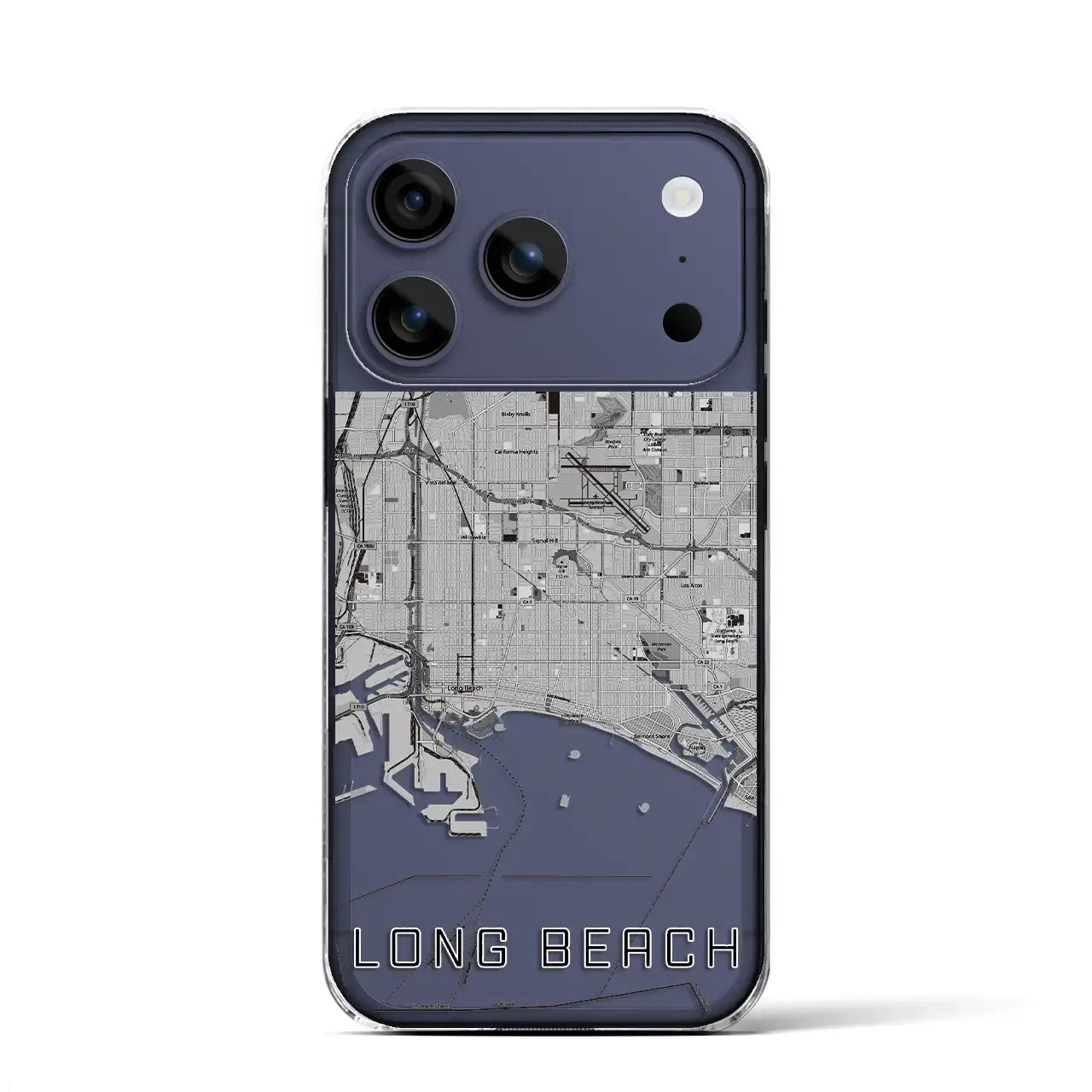 【ロングビーチ(アメリカ)】地図柄iPhoneケース(クリアタイプ)
