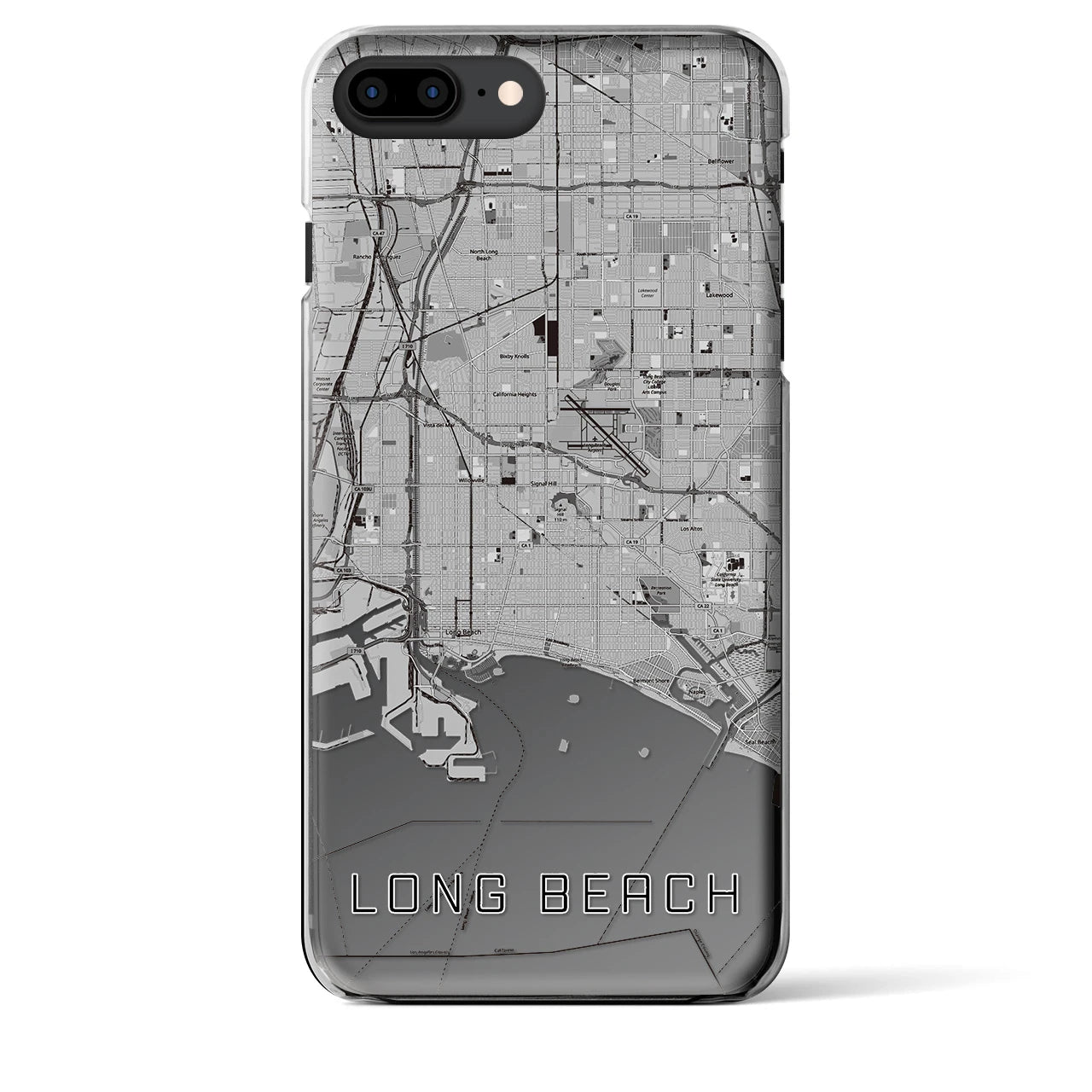 【ロングビーチ(アメリカ)】地図柄iPhoneケース(クリアタイプ)