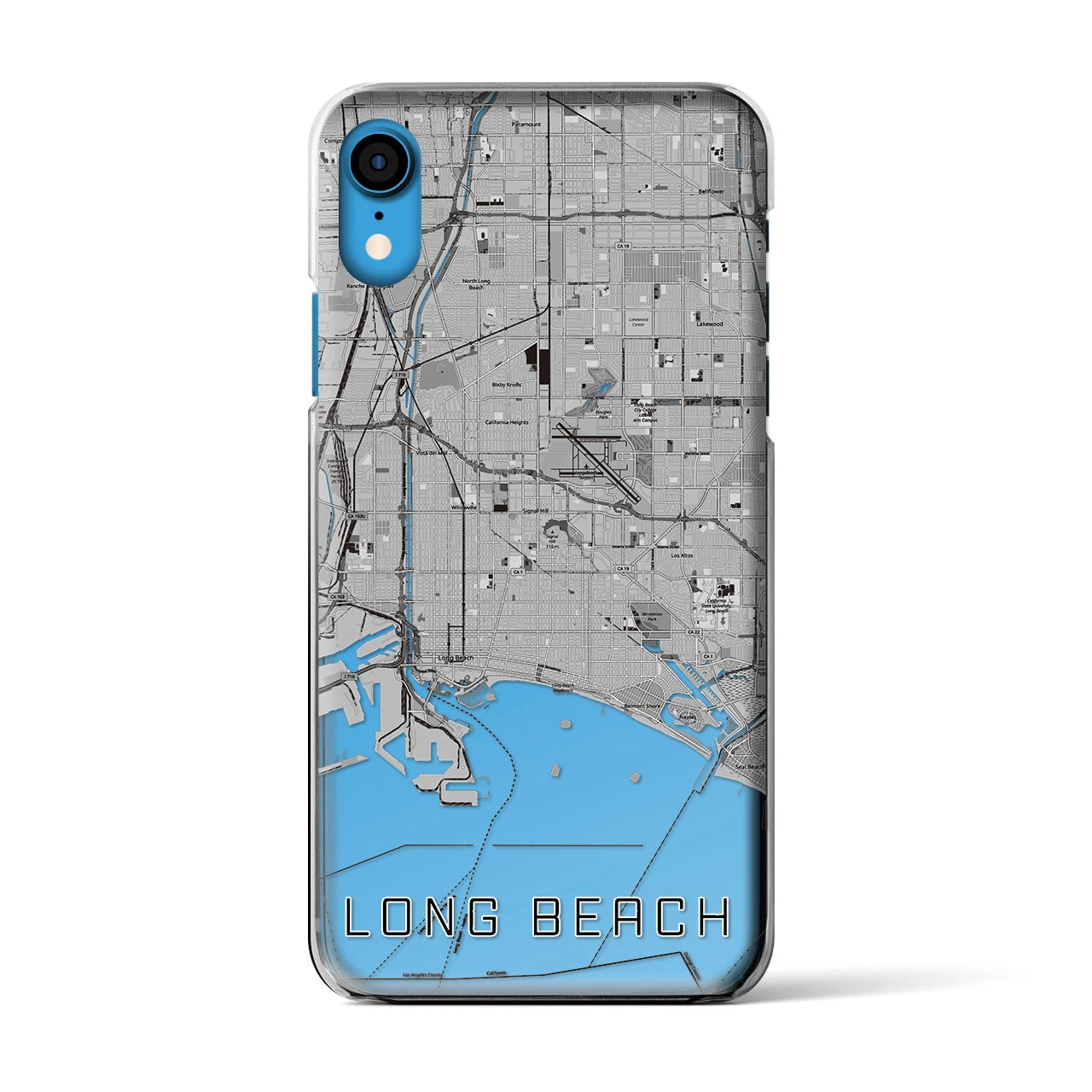 【ロングビーチ(アメリカ)】地図柄iPhoneケース(クリアタイプ)