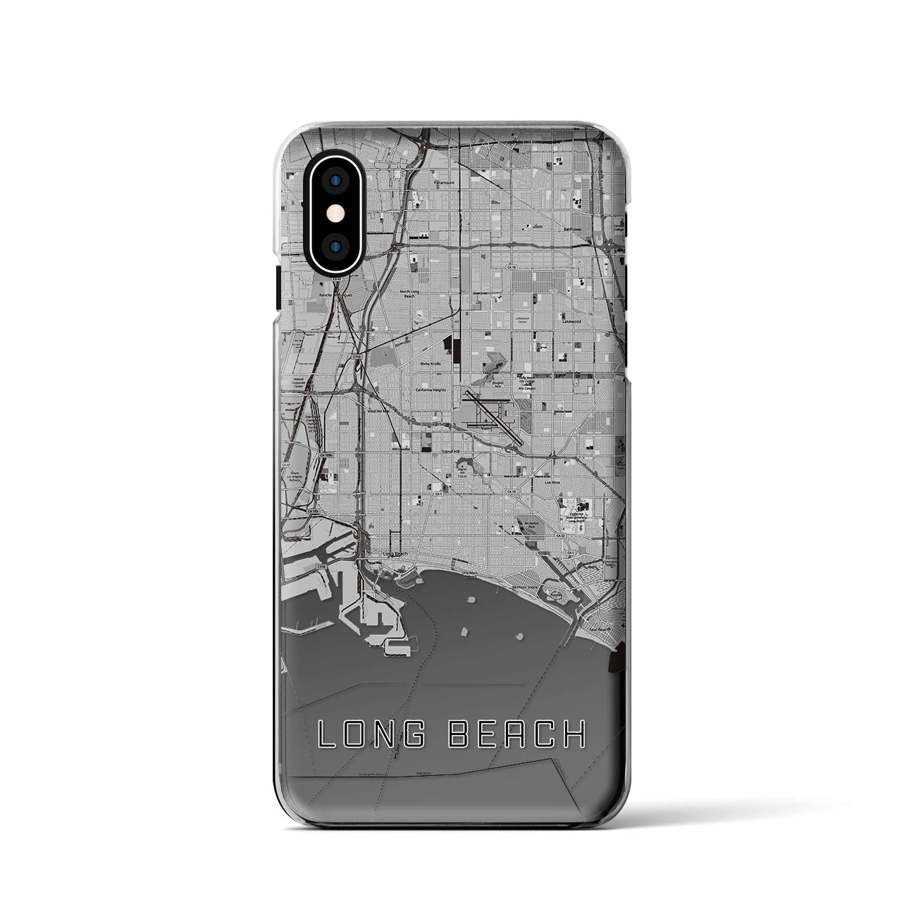 【ロングビーチ(アメリカ)】地図柄iPhoneケース(クリアタイプ)