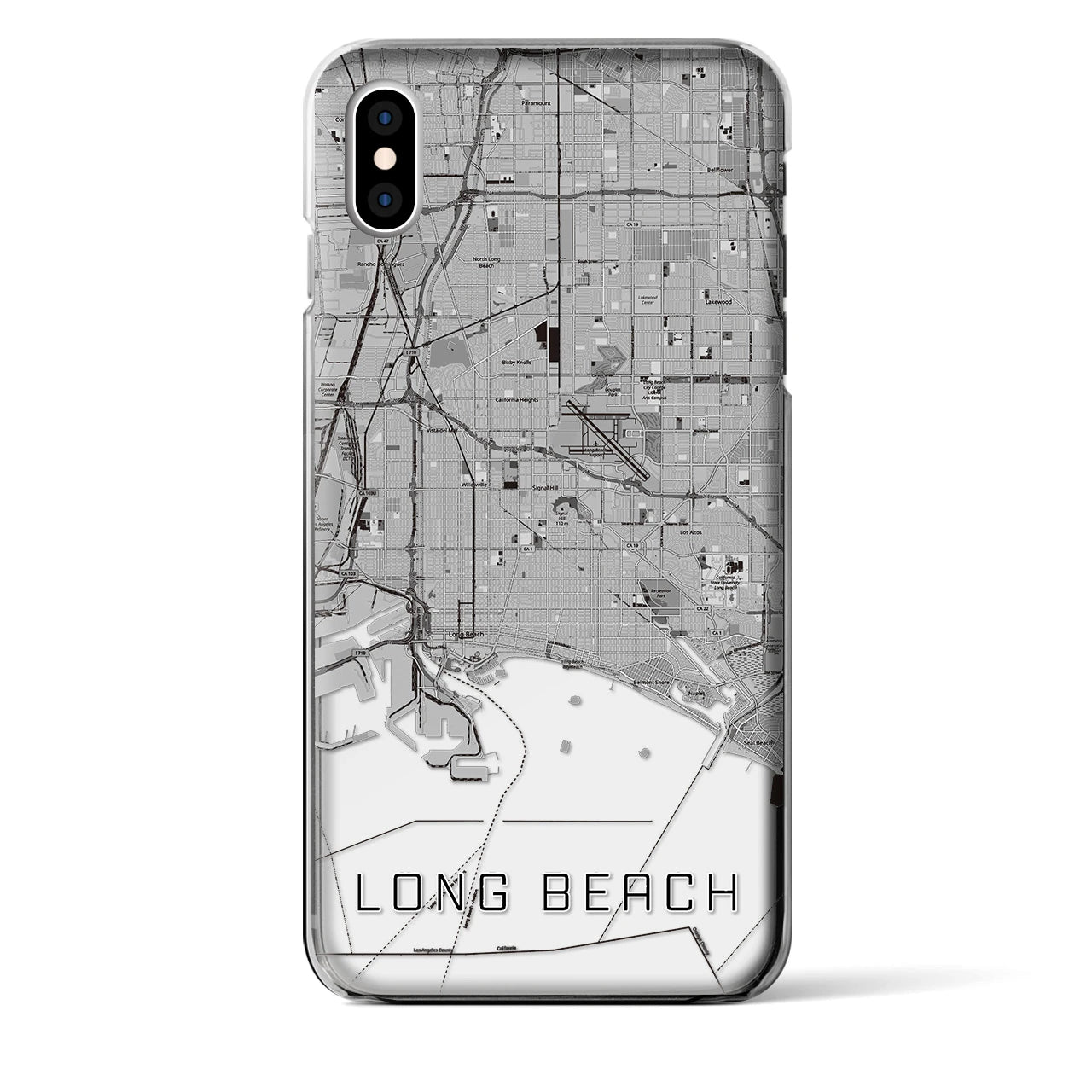 【ロングビーチ(アメリカ)】地図柄iPhoneケース(クリアタイプ)