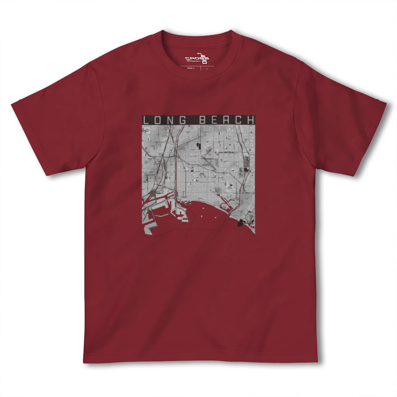 【ロングビーチ(アメリカ)】地図柄ヘビーウェイトTシャツ