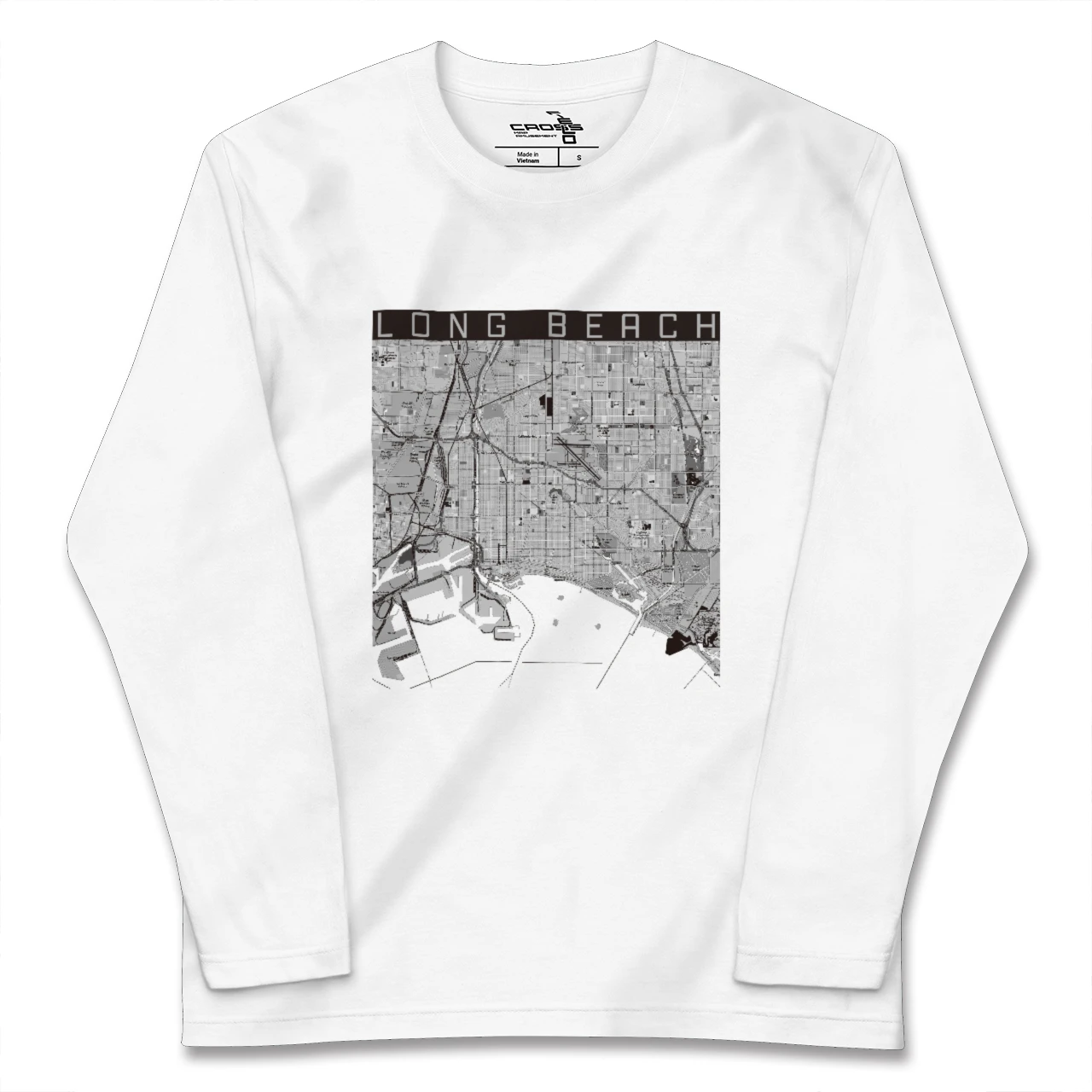 【ロングビーチ(アメリカ)】地図柄ロングスリーブTシャツ