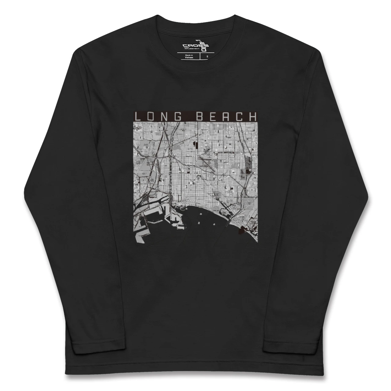 【ロングビーチ(アメリカ)】地図柄ロングスリーブTシャツ
