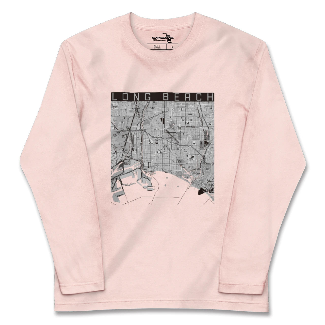 【ロングビーチ(アメリカ)】地図柄ロングスリーブTシャツ