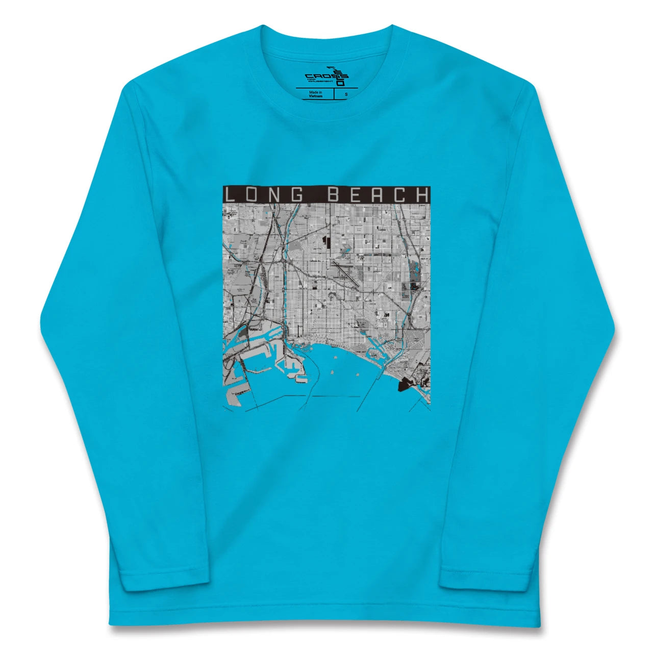【ロングビーチ(アメリカ)】地図柄ロングスリーブTシャツ