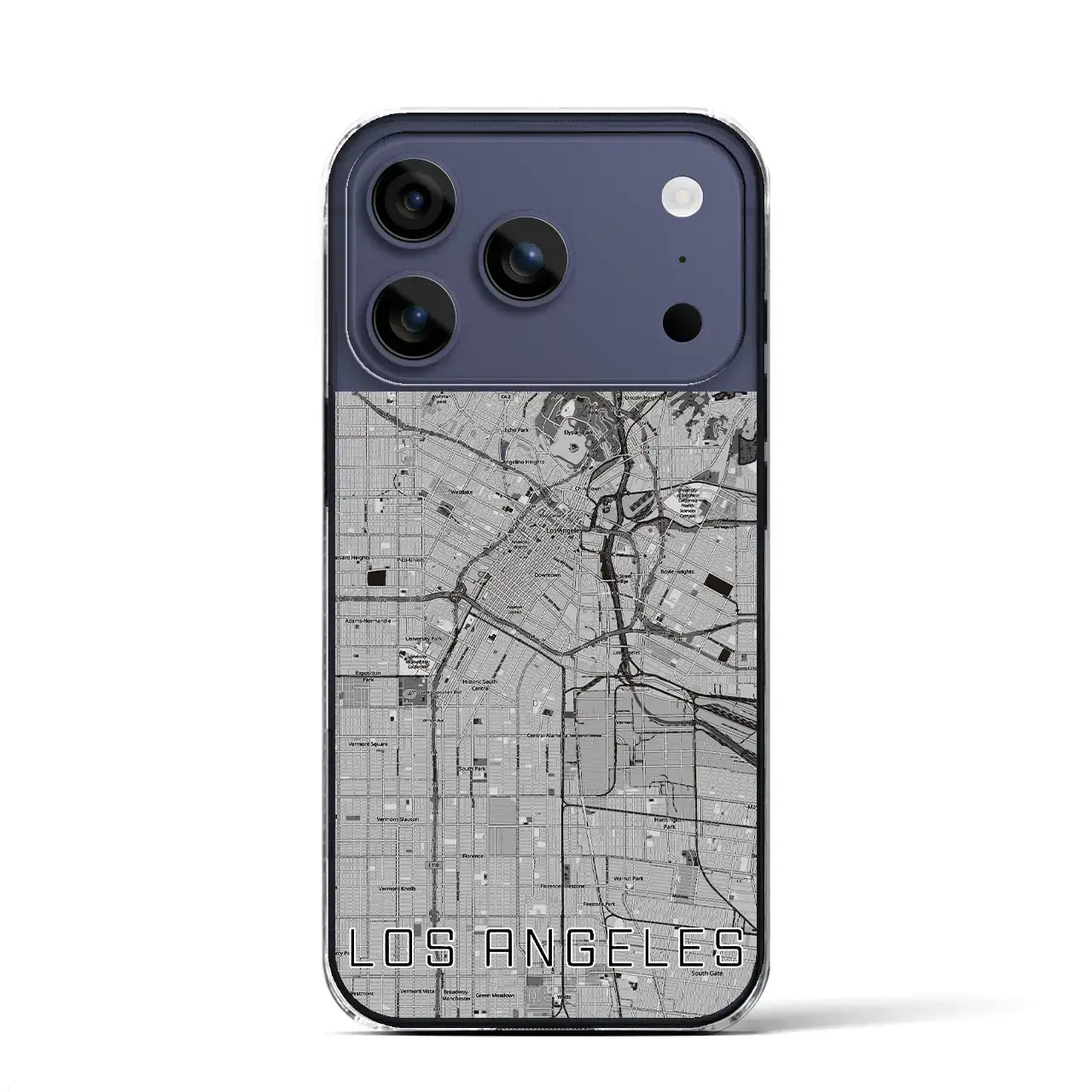 【ロサンゼルス(アメリカ)】地図柄iPhoneケース(クリアタイプ)モノトーン・iPhone 17 Pro Max 用