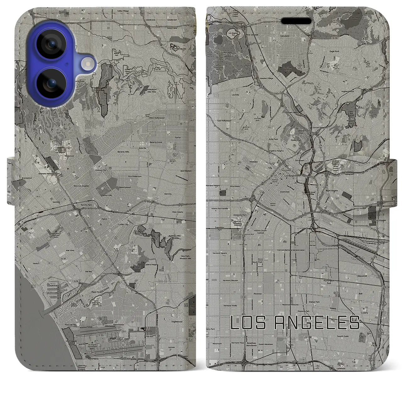 【ロサンゼルス(アメリカ)】地図柄iPhoneケース(手帳タイプ)