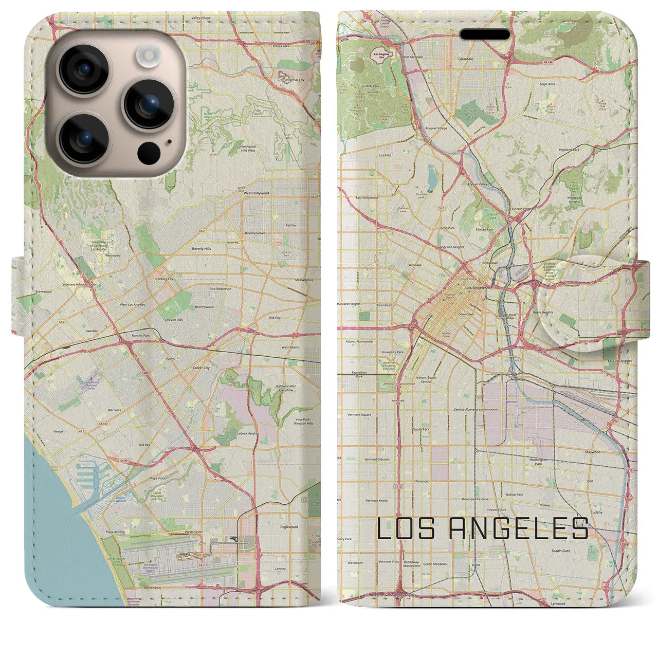【ロサンゼルス(アメリカ)】地図柄iPhoneケース(手帳タイプ)