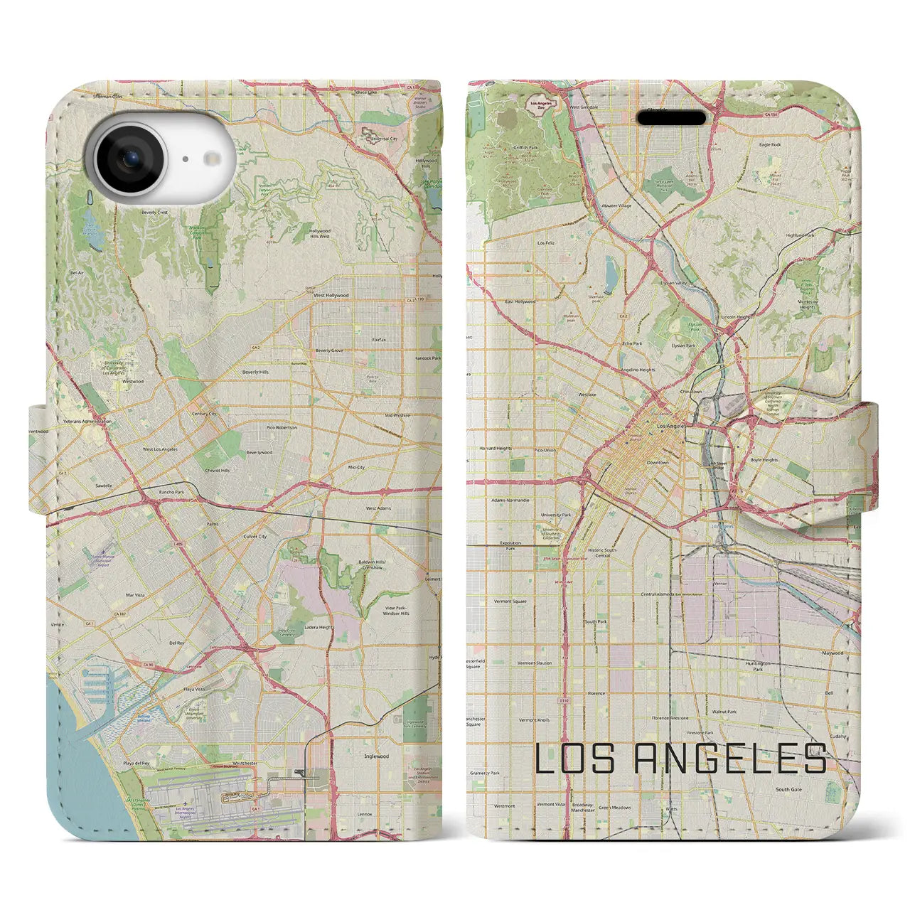 【ロサンゼルス(アメリカ)】地図柄iPhoneケース(手帳タイプ)