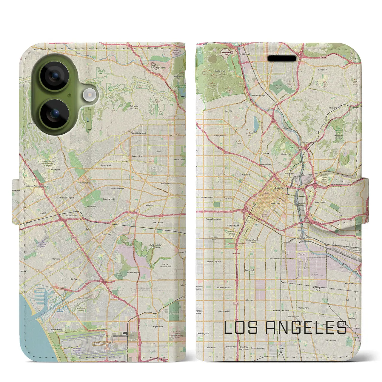 【ロサンゼルス(アメリカ)】地図柄iPhoneケース(手帳タイプ)