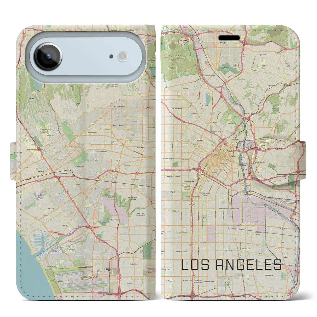 【ロサンゼルス(アメリカ)】地図柄iPhoneケース(手帳タイプ)