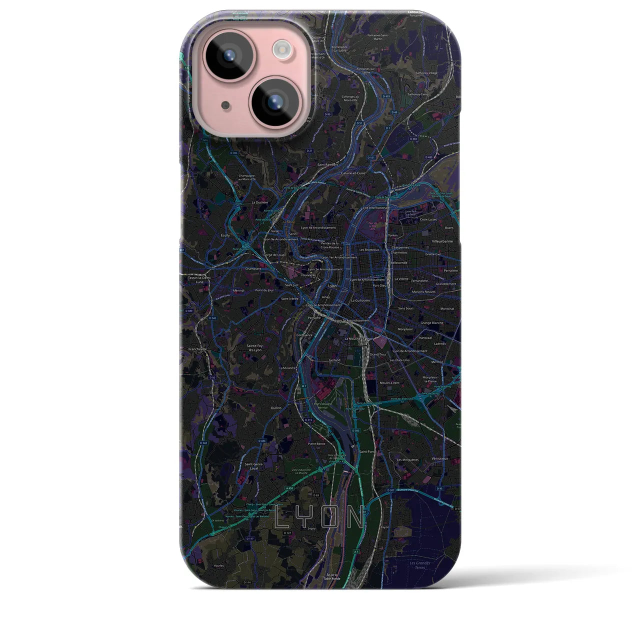 【リヨン(フランス)】地図柄iPhoneケース(バックカバータイプ)