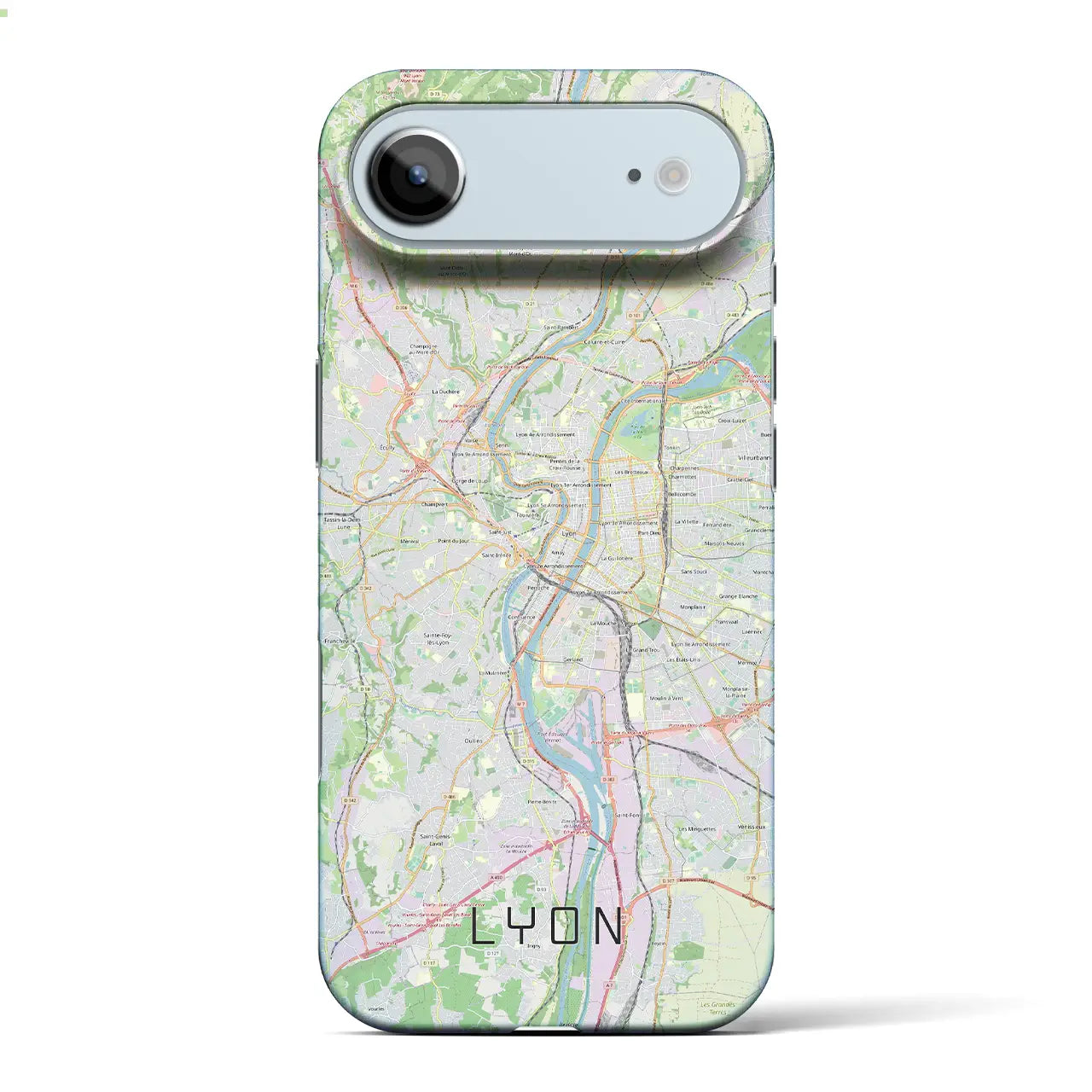 【リヨン(フランス)】地図柄iPhoneケース(バックカバータイプ)ブラック・iPhone 17 Pro Max 用