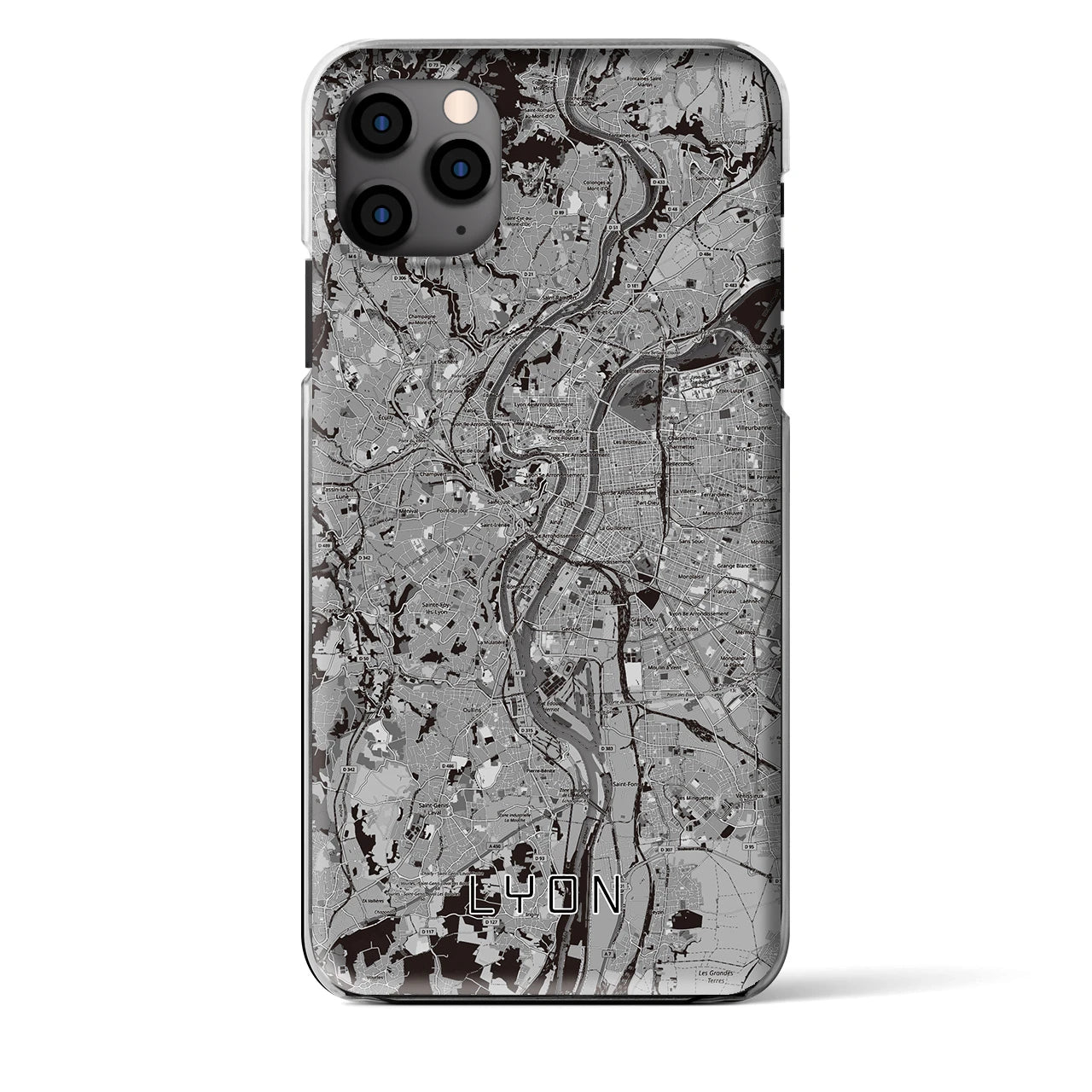 【リヨン(フランス)】地図柄iPhoneケース(クリアタイプ)モノトーン・iPhone 11 Pro Max 用