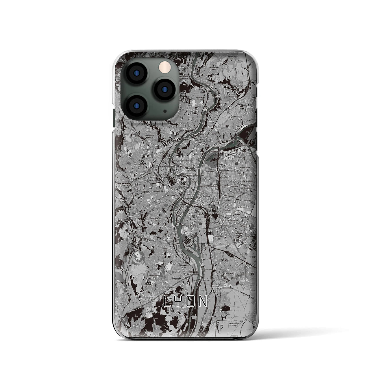 【リヨン(フランス)】地図柄iPhoneケース(クリアタイプ)モノトーン・iPhone 11 Pro 用