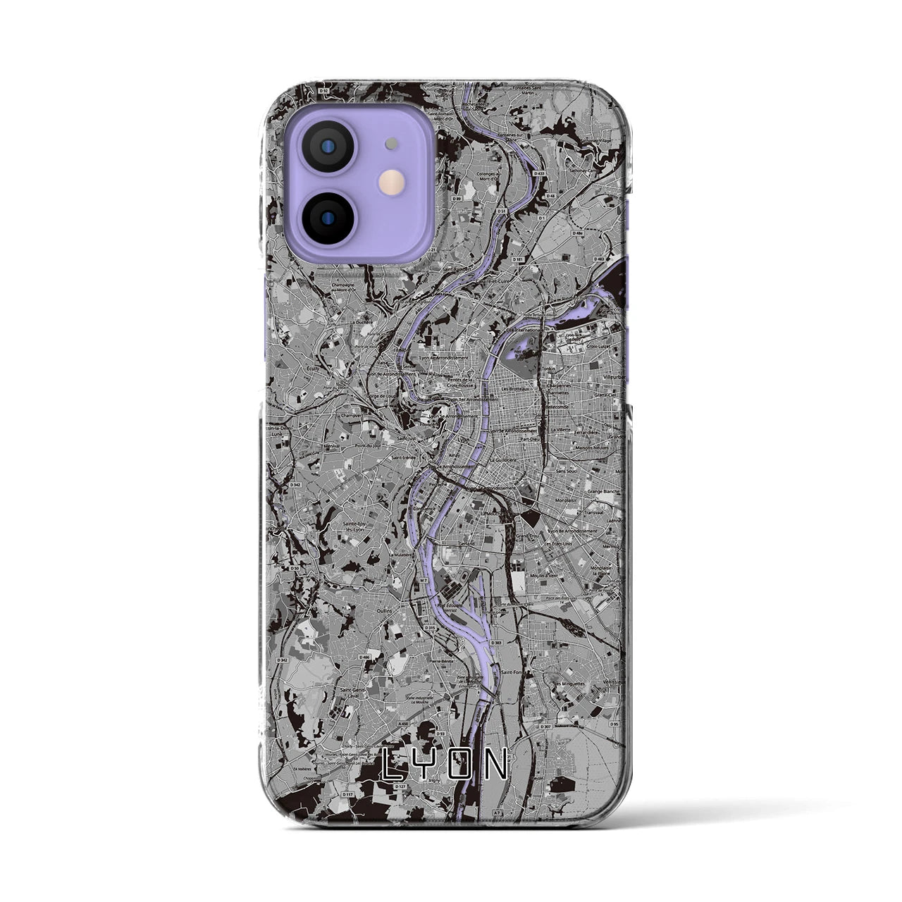 【リヨン(フランス)】地図柄iPhoneケース(クリアタイプ)