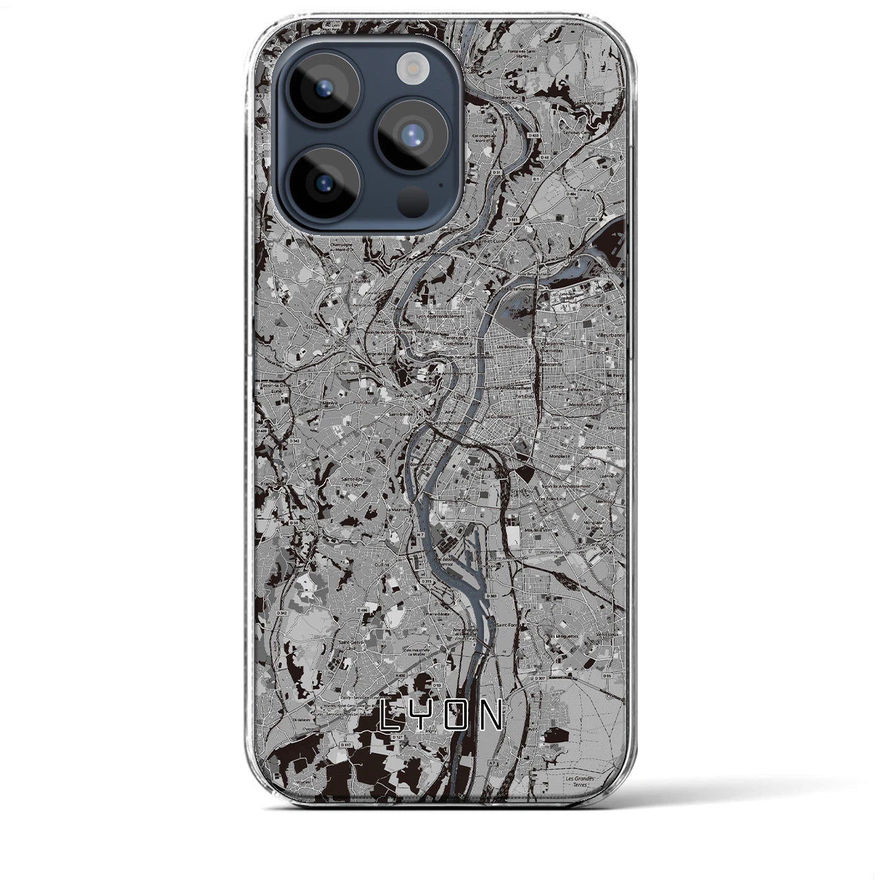 【リヨン(フランス)】地図柄iPhoneケース(クリアタイプ)