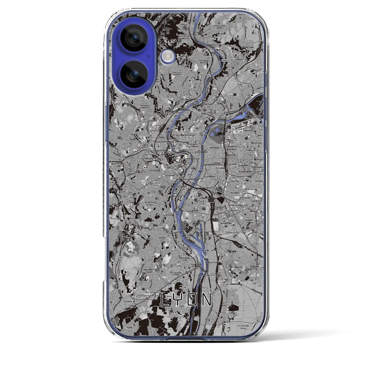 【リヨン(フランス)】地図柄iPhoneケース(クリアタイプ)モノトーン・iPhone 16 Pro Max 用