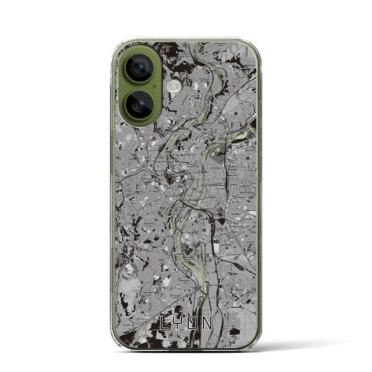 【リヨン(フランス)】地図柄iPhoneケース(クリアタイプ)