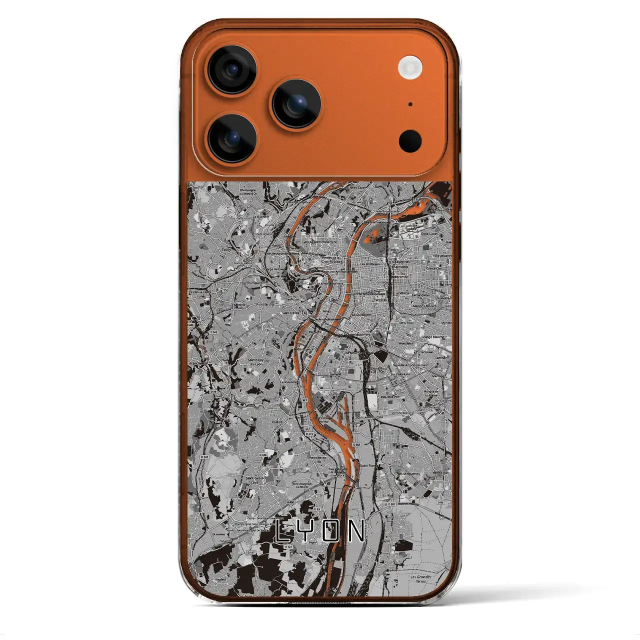 【リヨン(フランス)】地図柄iPhoneケース(クリアタイプ)モノトーン・iPhone 17 Pro Max 用