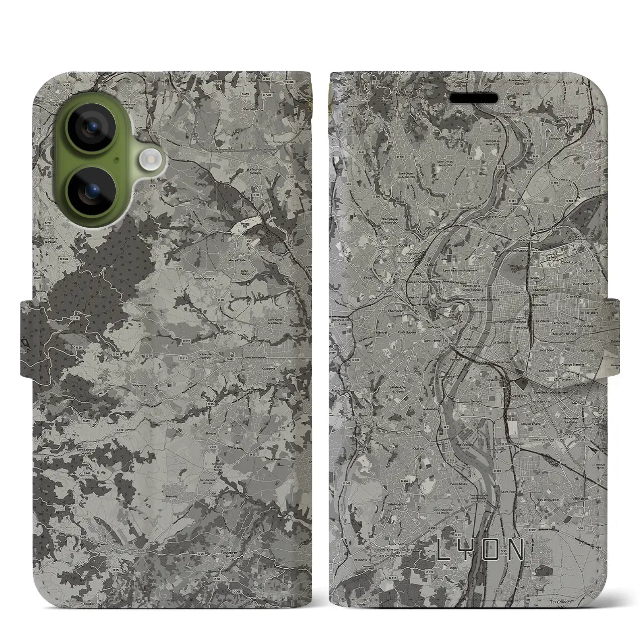 【リヨン(フランス)】地図柄iPhoneケース(手帳タイプ)