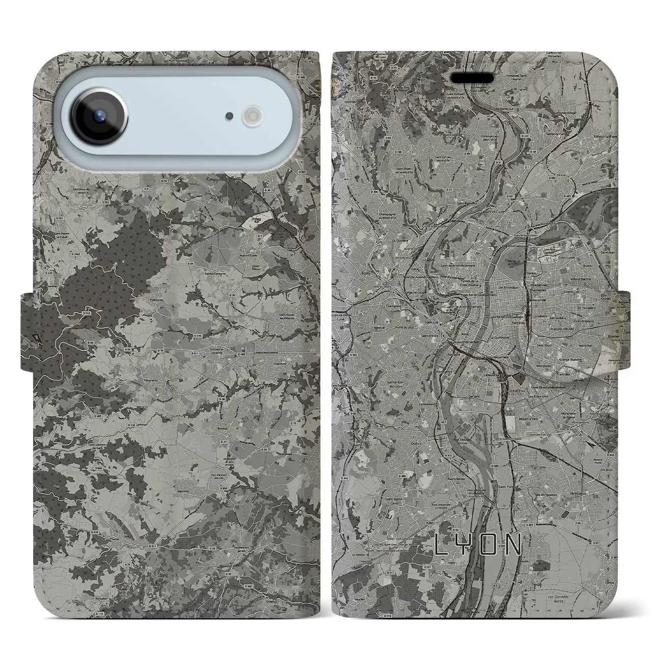 【リヨン(フランス)】地図柄iPhoneケース(手帳タイプ)