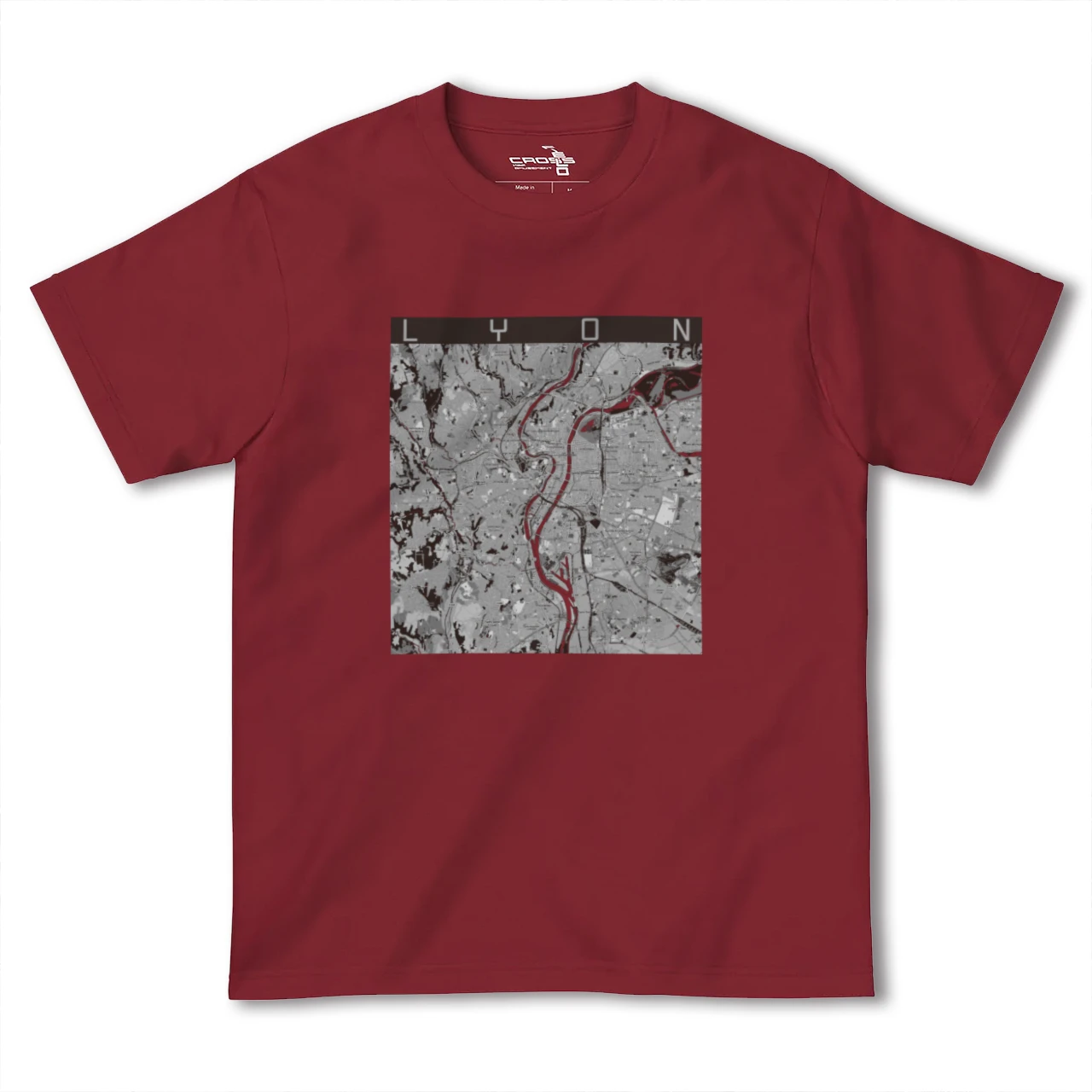 【リヨン(フランス)】地図柄ヘビーウェイトTシャツ