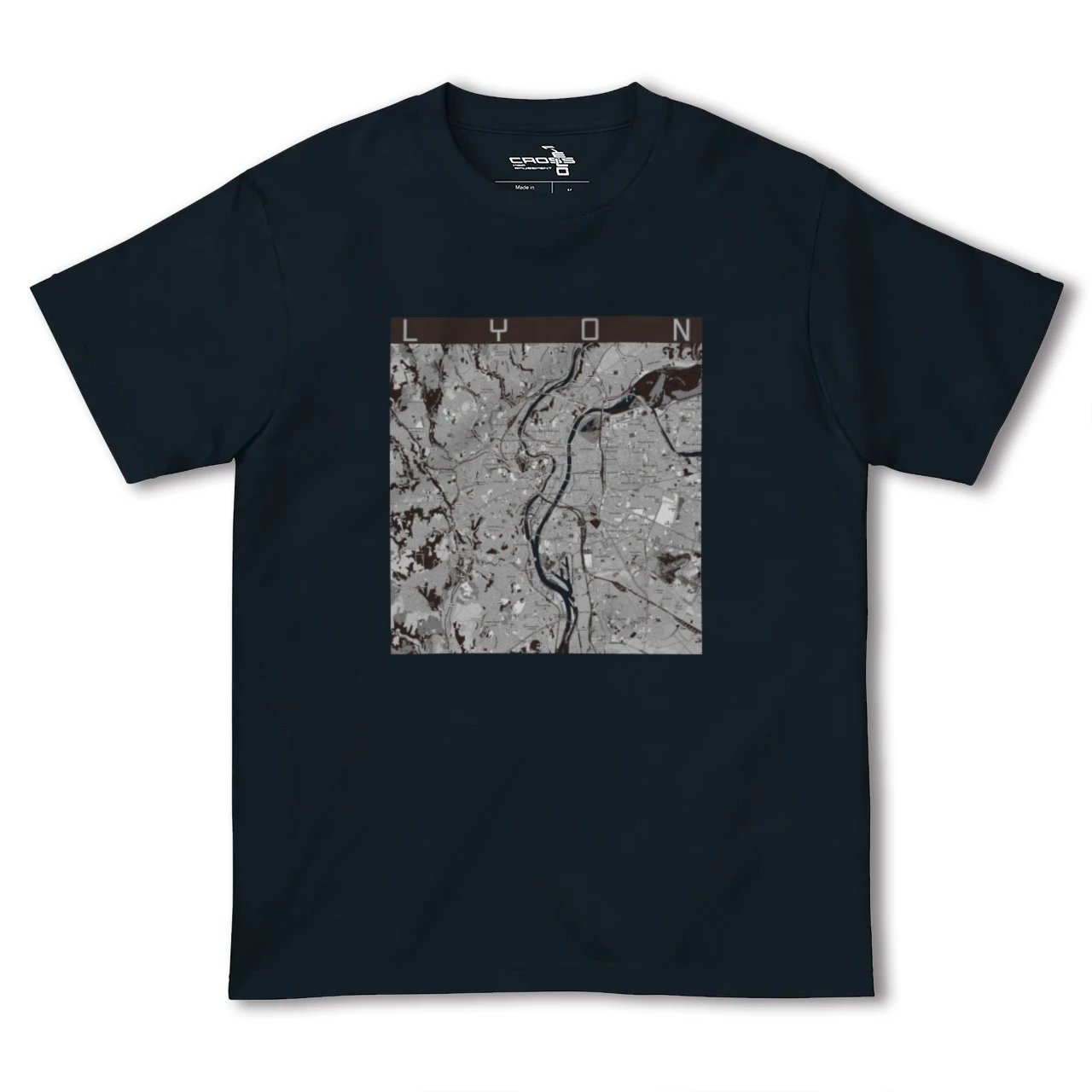 【リヨン(フランス)】地図柄ヘビーウェイトTシャツ