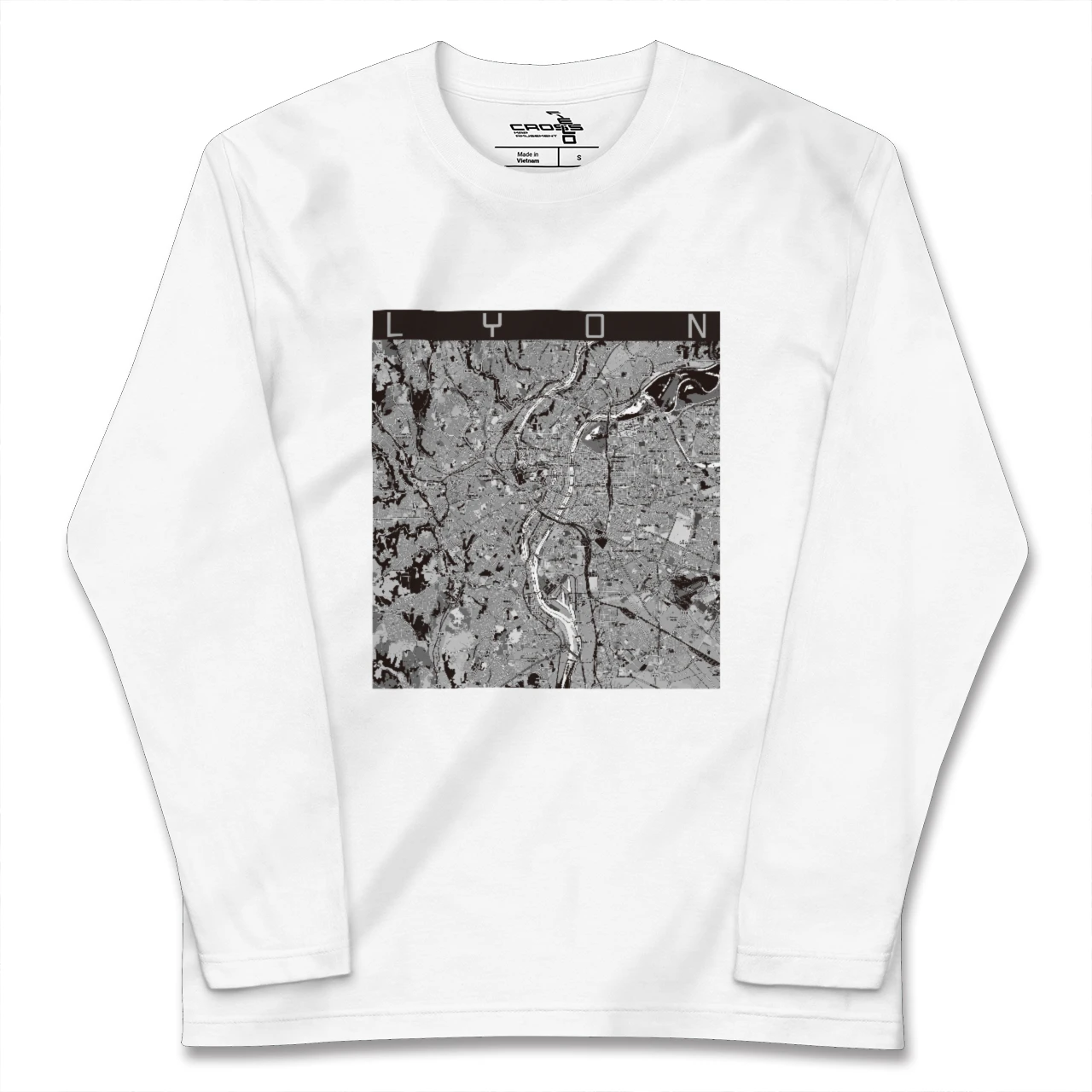 【リヨン(フランス)】地図柄ロングスリーブTシャツ
