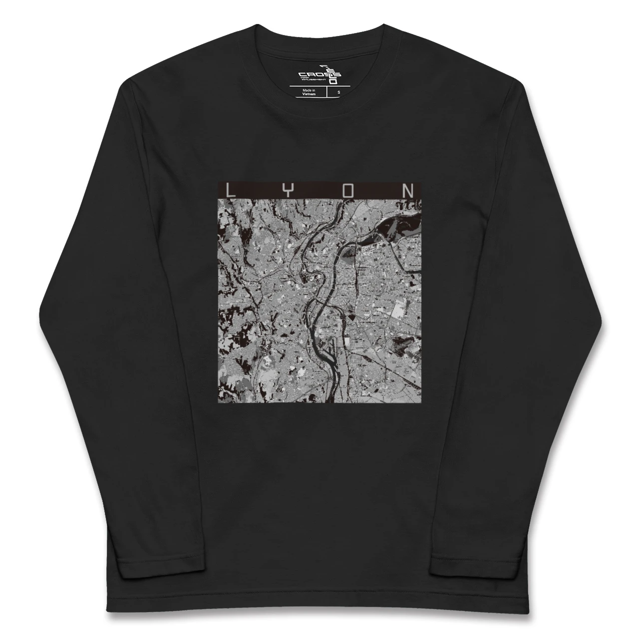 【リヨン(フランス)】地図柄ロングスリーブTシャツ