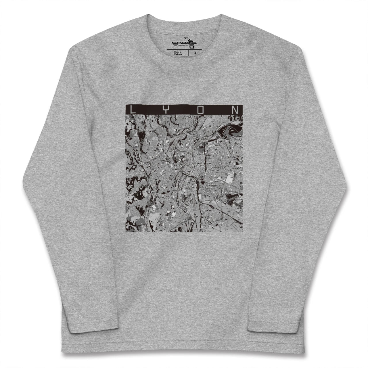 【リヨン(フランス)】地図柄ロングスリーブTシャツ