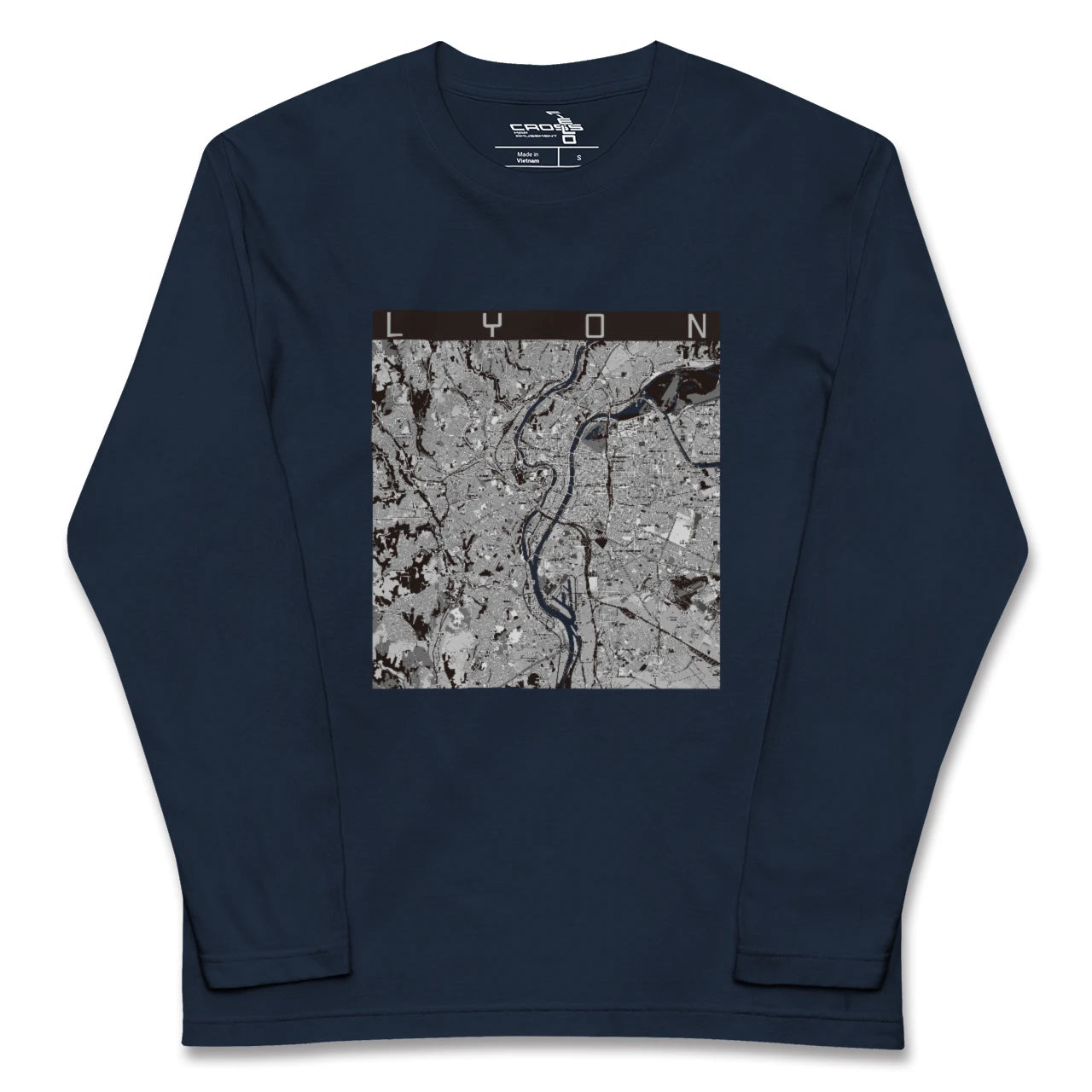 【リヨン(フランス)】地図柄ロングスリーブTシャツ