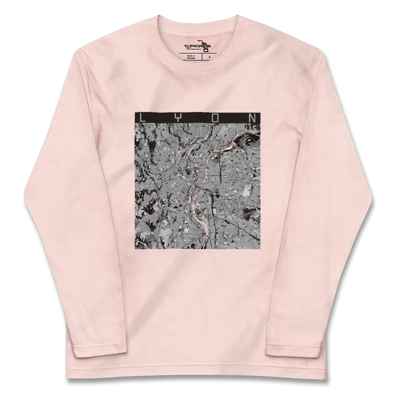 【リヨン(フランス)】地図柄ロングスリーブTシャツ