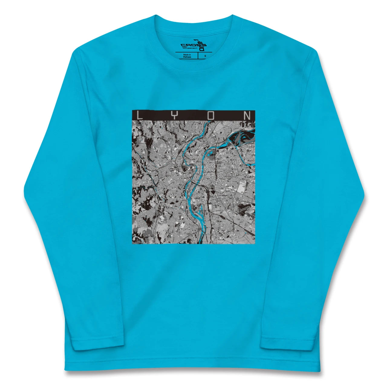 【リヨン(フランス)】地図柄ロングスリーブTシャツ