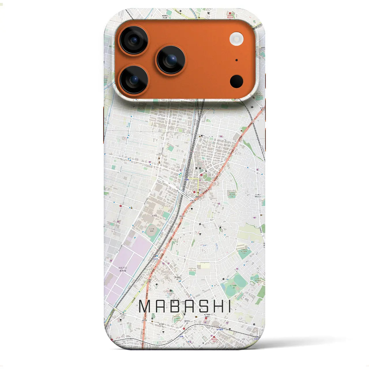 【馬橋(千葉県)】地図柄iPhoneケース(バックカバータイプ)ブラック・iPhone 17 Pro Max 用