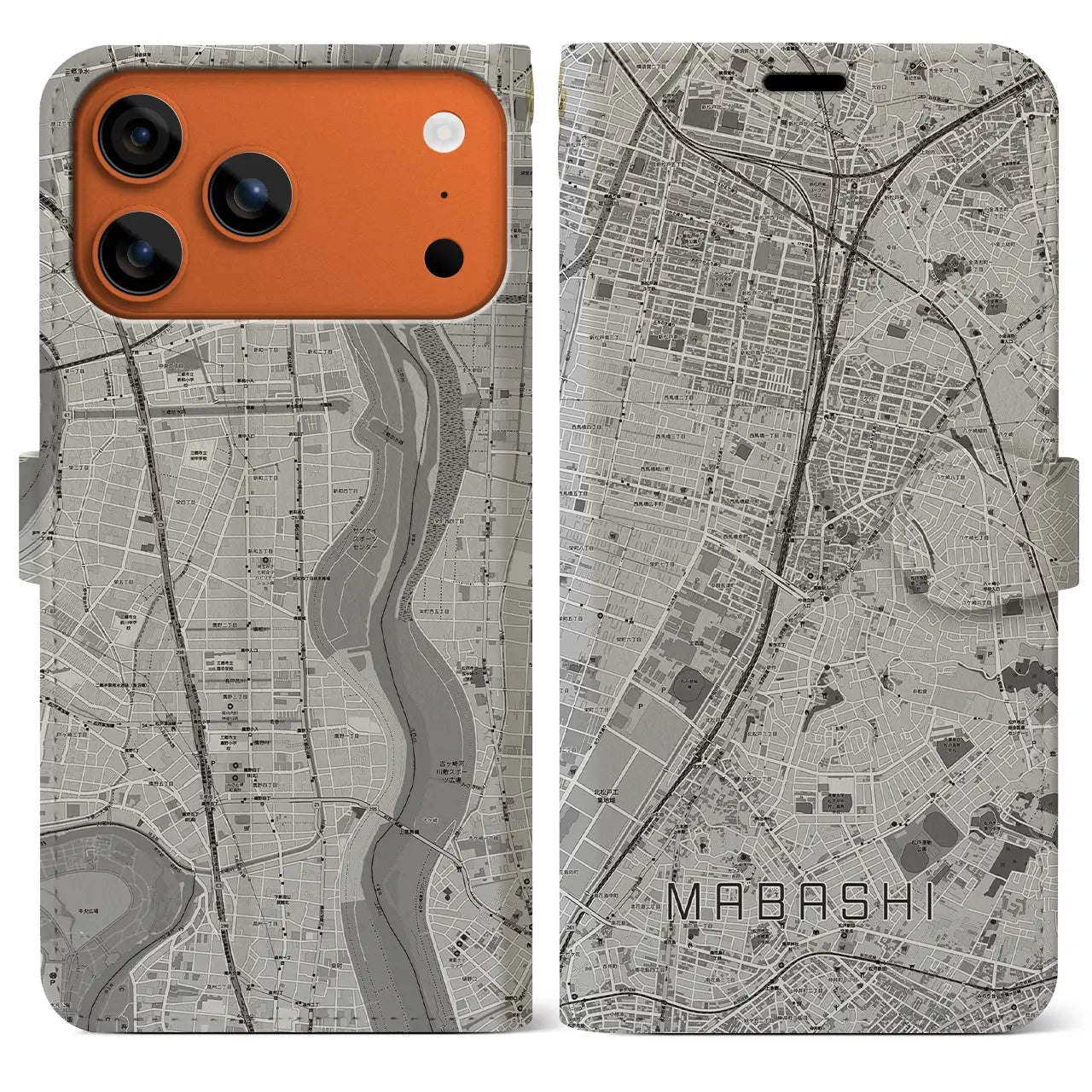 【馬橋(千葉県)】地図柄iPhoneケース(手帳タイプ)