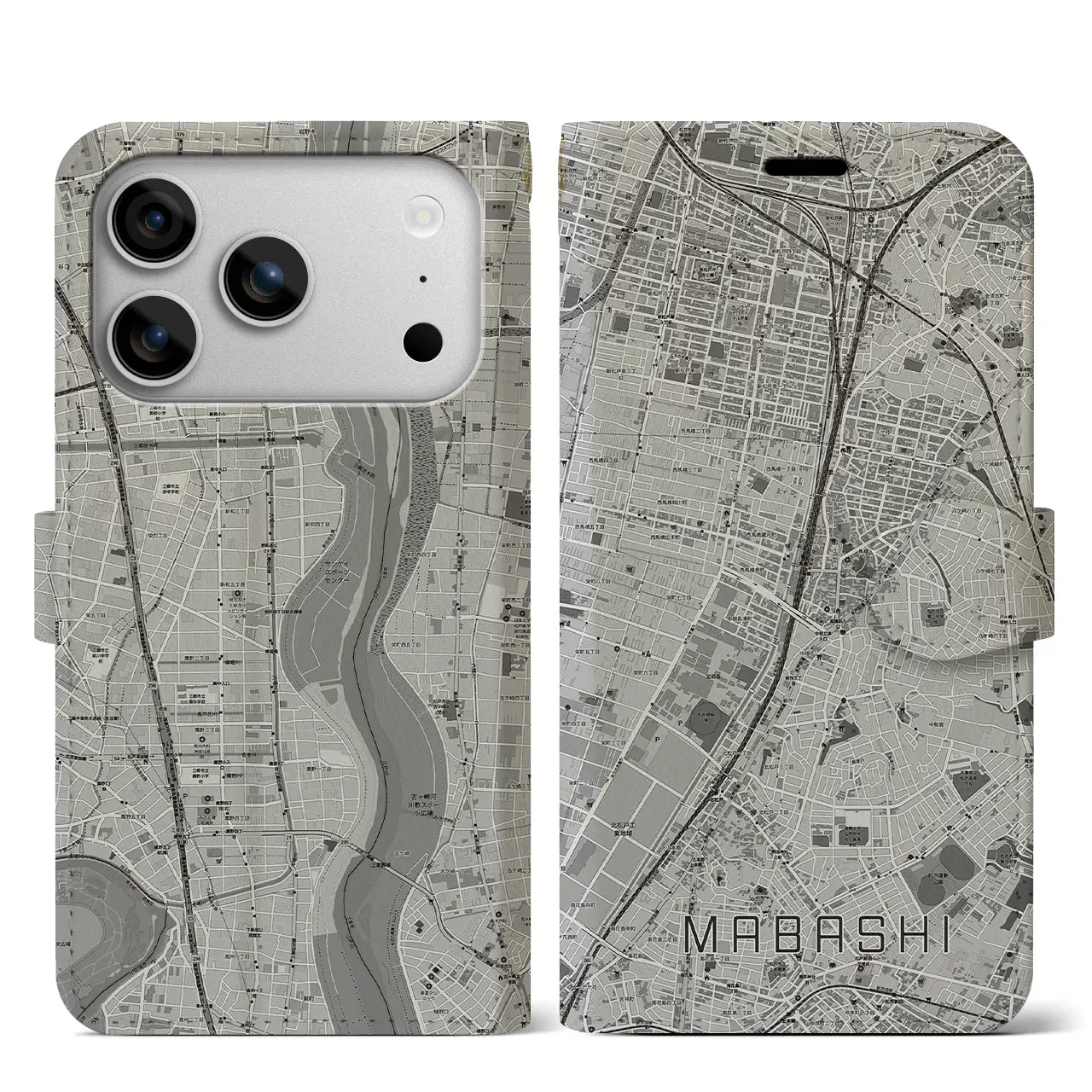 【馬橋(千葉県)】地図柄iPhoneケース(手帳タイプ)