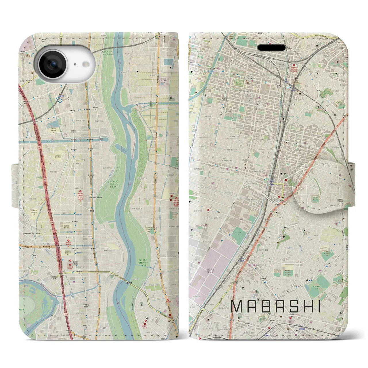 【馬橋(千葉県)】地図柄iPhoneケース(手帳タイプ)