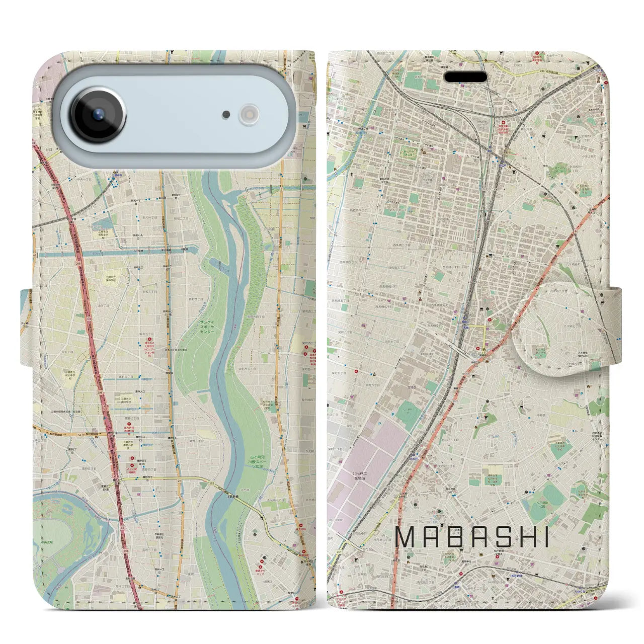 【馬橋(千葉県)】地図柄iPhoneケース(手帳タイプ)