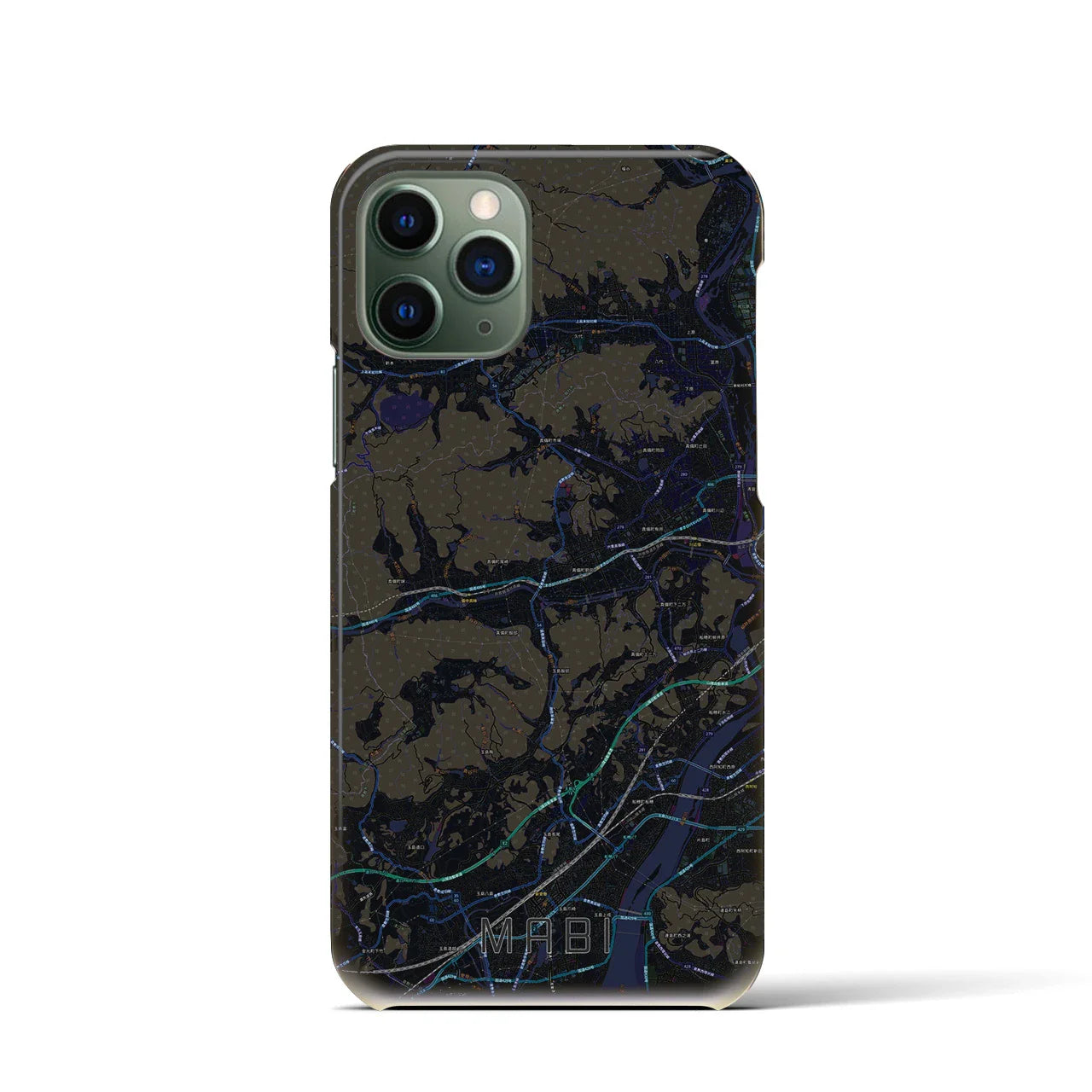 【真備(岡山県)】地図柄iPhoneケース(バックカバータイプ)