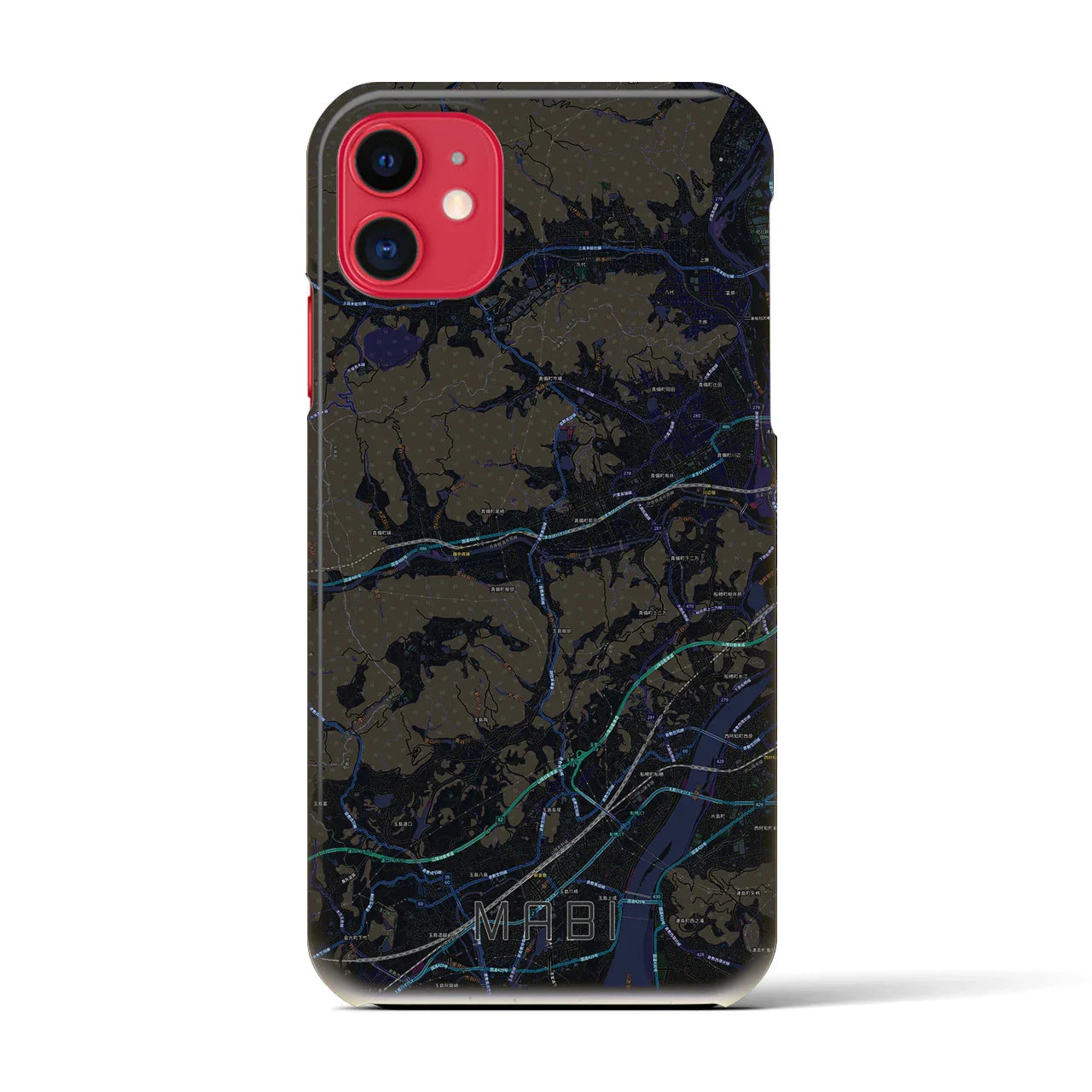 【真備(岡山県)】地図柄iPhoneケース(バックカバータイプ)