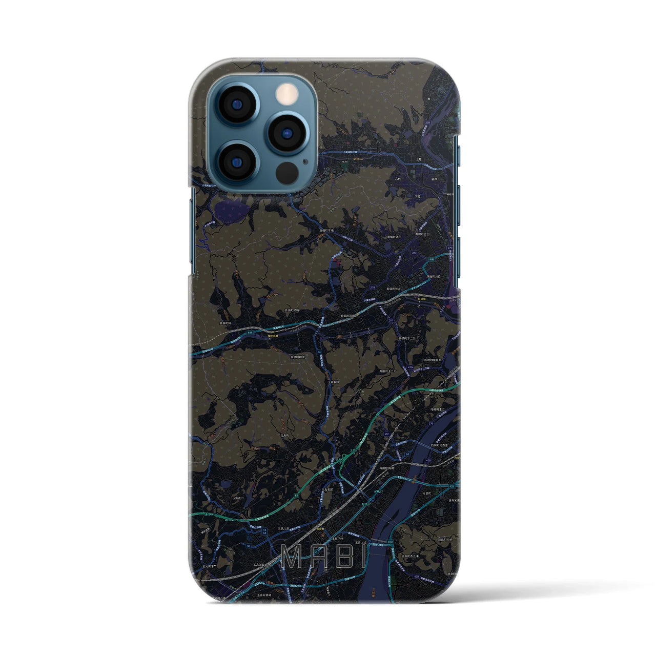 【真備(岡山県)】地図柄iPhoneケース(バックカバータイプ)